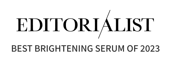 a press logo of 'Editorialist' featuring RescueMD as the 'Best Brightening Serum of 2023'