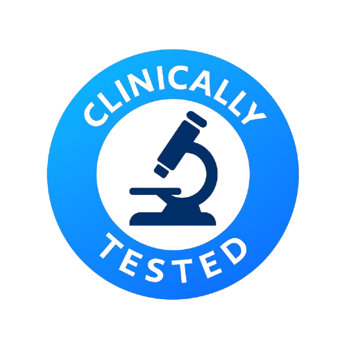Clinically tested badge — RescueMD DNA Repair Complex proven to reduce redness in rosacea-prone skin.