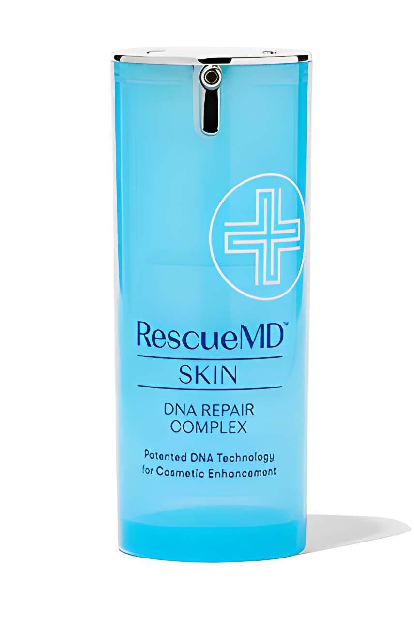 RescueMD DNA Repair Complex bottle – clinically tested topical treatment for rosacea and redness relief.