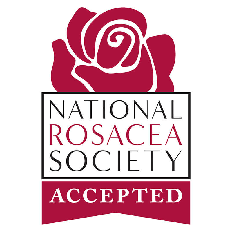 National Rosacea Society Accepted seal for clinically tested rosacea treatment.